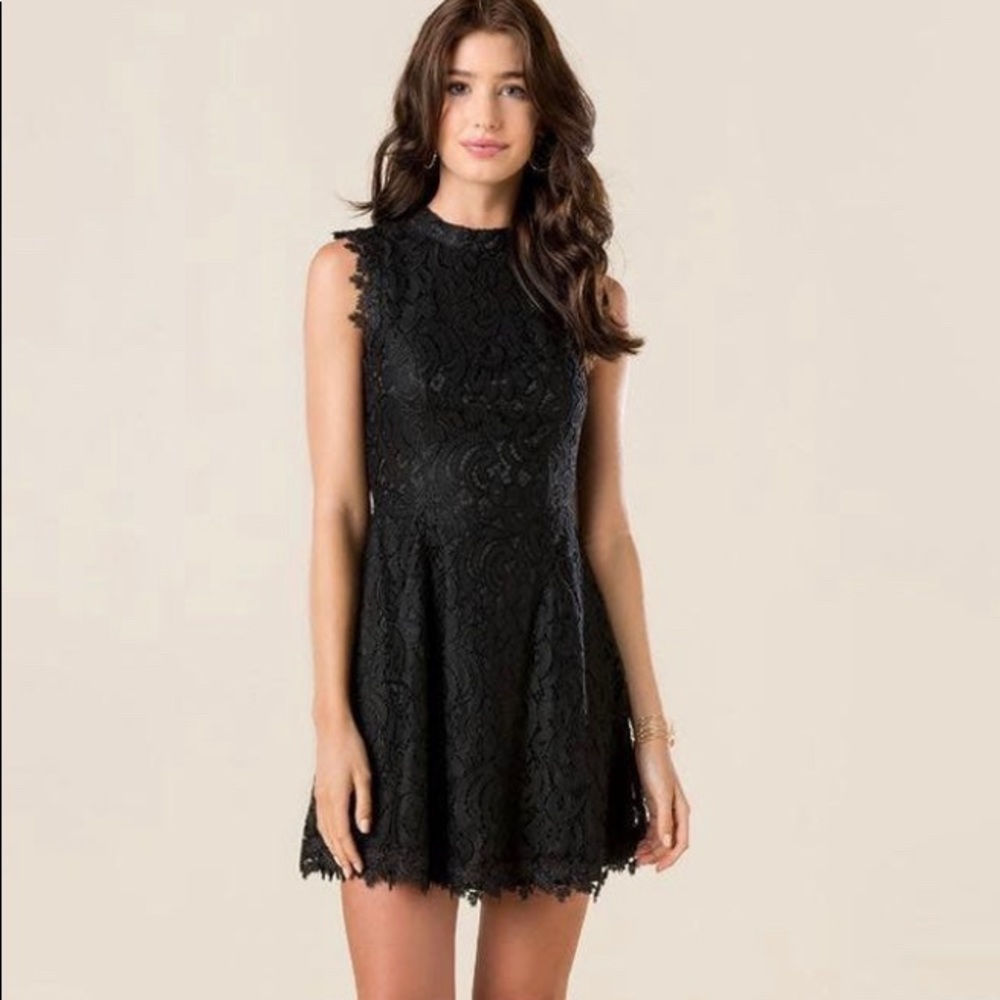 Alyq Francesca’s Black Open Back Lace Dress